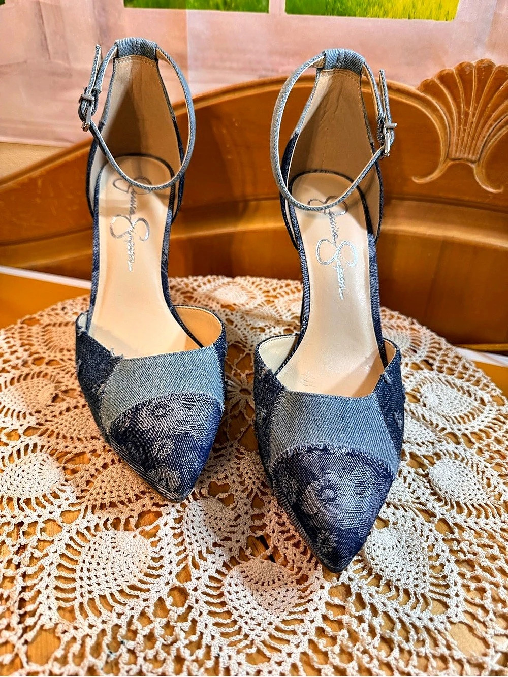 Jessica Simpson Blue Denim Pointed-Toe Heels 9 1/2M New